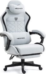 Big and Tall Gaming Chair Fabric with Footrest, Massage Lumbar for Adults | Ergonomic High Back Gamer Chair with Pocket Spring Cusion, Wide Video Game Chair Comfy for Big Guys 400LBS Home Office Gray - Image 2