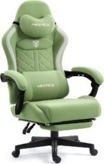Big and Tall Gaming Chair Fabric with Footrest, Massage Lumbar for Adults | Ergonomic High Back Gamer Chair with Pocket Spring Cusion, Wide Video Game Chair Comfy for Big Guys 400LBS Home Office Green - Image 2
