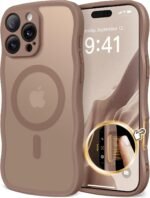 CAPRARO for iPhone 16 Pro Case for Women Girls, Upgraded [Full Camera Protection] [Compatible with MagSafe] Cute Wave Translucent Matte Phone Case for iPhone 16 Pro, Brown - Image 2