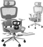 Ergonomic Office Chair with Footrest,High Back Mesh Desk Chair,Lumbar Support & 90-135°Recline,3D Headrest & 6D Armrests,Swivel Computer Chair for Home Office, Work & Gaming 1Pack - Image 2
