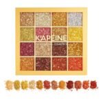 K'APEINE Gold Glitter Eyeshadow Palette, 16Colors Fine Pressed Sparkle Eye Shadow Metallic Glitter Powder Makeup Pallet Ultra Shimmer Makeup Kit Highly Pigmented Long Lasting Waterproof for Face Body - Image 2