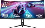 KOORUI 34 Inch 240Hz Ultrawide Curved Gaming Monitor, UWQHD 3440×1440, 1500R, HDR400, PIP/PBP,90% DIC-P3, Adaptive Sync, HDMI 2.1/DP 1.4, Tilt/Swivel/Height Adjustable, VESA for PC Gaming, Work & Play - Image 2