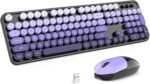 MOFII Wireless Keyboard and Mouse Combo, Full Size 2.4G Plug and Play Typewriter Retro Round Computer Keyboard and Mouse Set for Windows, Computer, Desktop, PC, Notebook - (Black Purple Gradient) - Image 2