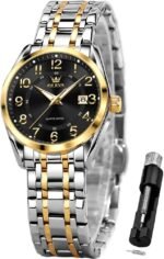 OLEVS Womens Watches Classic Dress Quartz Female Wristwatch Ladies Stainless Steel Waterproof Luminous Date Easy Read Watch for Lady - Image 2
