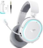 Picun G2 Wireless Gaming Headset, Over-Ear 7.1 Virtual Surround Sound, 2.4GHz/Bluetooth 5.4/Wired, 5ms Ultra-Low Latency, 100H Battery, ENC Noise-Canceling Mic, RGB, for PC PS5 PS4 Switch (Grey) - Image 2