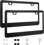 QUANQIUFEI 2 Pack License Plate Frames, Stainless Steel Car License Plate Cover Car Accessories with Screw Caps (Black) - Image 2