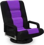 Swivel Floor Gaming Chair w/Armrests,Folding Video Reclining Sofa w/6 Adjustable Position, Padded Backrest & Cushion, Lazy Lounger Couch for E-Sports, Reading, Relaxing, Watching TV, Purple - Image 2