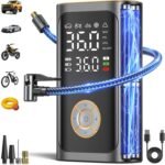 Tire Inflator Portable Air Compressor - 150 PSI Portable Air Pump for Car Tires, Cordless Electric Bike Tire Pump with Digital Pressure Gauge, LED Light for Auto, Motorcycle, Bicycle, Ball (Chic) - Image 2