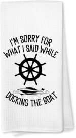 Voatok Gifts for Boat Owners, Boat Anchor Accessories Dish Towels for Women, Lake Accessories, Nautical Hand Towels, I'm Sorry for What I Said While Docking Kitchen Towels - Image 2