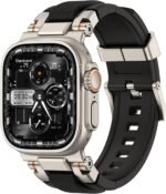 amBand Bands Compatible with Apple Watch Ultra 3/2/1 49mm, M1 Sport Series Rugged Durable Strap with Metal Connector to Match Ultra's Titanium Case for iWatch 49mm Men Titanium/Black - Image 2