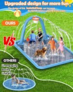 Splash Pad for Kids & Dogs, 110'' Large Sprinkler Pad Water Toys with Basketball Hoop, Thickened Non-Slip Splash Mat, Foldable Play Pool & Outdoor Summer Toys Ages 4-12 (110" Splash Pad) - Image 3