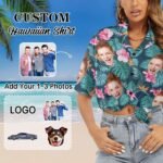 Custom Hawaiian Shirt with Face for Women Personalized Photo Short Sleeve Button Down Beach Shirts Summer - Image 3