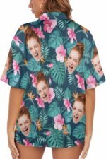 Custom Hawaiian Shirt with Face for Women Personalized Photo Short Sleeve Button Down Beach Shirts Summer - Image 4