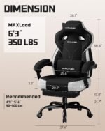 GTPLAYER Gaming Chair for Adults, Ergonomic High Back Chair with Footrest | Big & Tall Computer Video Gaming Chair, Comfort Wide Seat with Lumbar Support for Big/Tall, Office/Home, Linen, New Black - Image 3