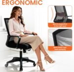 NEO CHAIR Office Computer Desk Chair Mid-Back Mesh Wide Seat, All Black | Lumbar Support, Adjustable Height with Wide Seat Design. Ideal for Home Office, Conference Room, and Any Work Space - Image 6