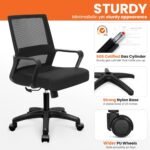 NEO CHAIR Office Computer Desk Chair Mid-Back Mesh Wide Seat, All Black | Lumbar Support, Adjustable Height with Wide Seat Design. Ideal for Home Office, Conference Room, and Any Work Space - Image 7