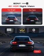 4K 3-Channel Dash Cam Front and Rear with Cabin, STARVIS 2 Sensor, Dash Camera for Cars with WiFi 6, G-Sensor, Loop Recording, Night Vision, 24H Parking Mode, 64GB Card Included - Image 4