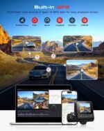 4K 3-Channel Dash Cam Front and Rear with Cabin, STARVIS 2 Sensor, Dash Camera for Cars with WiFi 6, G-Sensor, Loop Recording, Night Vision, 24H Parking Mode, 64GB Card Included - Image 5