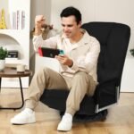 Swivel Gaming Chair Multipurpose Video Game Chairs w/6 Adjustable Postion | Floor Gaming Chair for Playing Video Games, TV, w/Armrest back Support & 6 Adjustable Postion Backrest for Adults, Black - Image 3