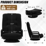 Swivel Gaming Chair Multipurpose Video Game Chairs w/6 Adjustable Postion | Floor Gaming Chair for Playing Video Games, TV, w/Armrest back Support & 6 Adjustable Postion Backrest for Adults, Black - Image 4