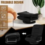 Swivel Gaming Chair Multipurpose Video Game Chairs w/6 Adjustable Postion | Floor Gaming Chair for Playing Video Games, TV, w/Armrest back Support & 6 Adjustable Postion Backrest for Adults, Black - Image 8