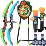2 Pack Kids Bow and Arrow, LED Archery Set with Dinosaur Target | with 24 Suction Cup Arrows, 1 Standing Target, 6 Score Targets & 2 Quiver, Indoor Outdoor Sport Gifts for Boys Girls - Image 2