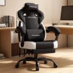 GTPLAYER Gaming Chair for Adults, Ergonomic High Back Chair with Footrest | Big & Tall Computer Video Gaming Chair, Comfort Wide Seat with Lumbar Support for Big/Tall, Office/Home, Linen, New Black - Image 2