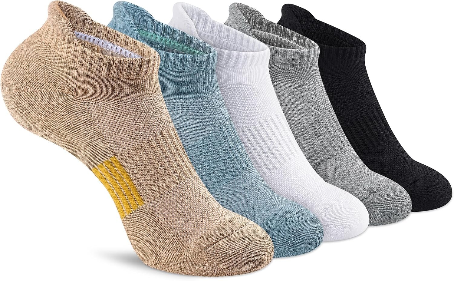 Gonii Ankle Socks for Women Cushioned No Show Athletic Running 5 Pairs | Anti-Blister,Breathable,Moisture-wicking,Arch support,Heel tab,Reinforced mesh,Comfortable,Low profile fits all shoes - Image 2