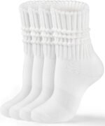 HONGTEYA Slouchy Crew Socks For Women,Scrunch Cotton Cozy Workout Socks | Mid Calf Scrunch Boot Socks Size 5-11, Cozy Slouch Casual Athletic Socks, All Season Gifts For Women - Image 2