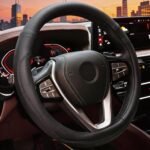 HOTOR Car Leather Steering Wheel Cover, Universal 14.5"-15",Black | Universal Car Accessory for Diverse Cars, Car Steering Wheel Cover with Anti-Slip Lining, Full Protection, Easy Installation - Image 2